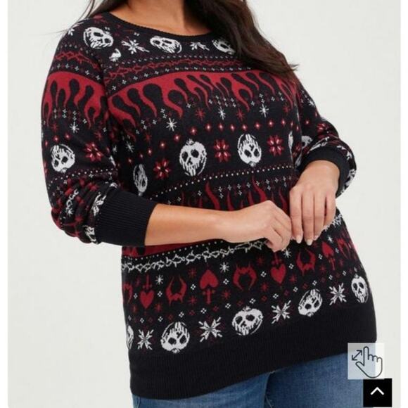 NWT Torrid Disney Villains Poison Apple Fair Isle Sweater - Picture 1 of 8